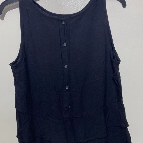 Loft Women's Black Button Front Layered Sleeveless Blouse Size Medium - Picture 1 of 6